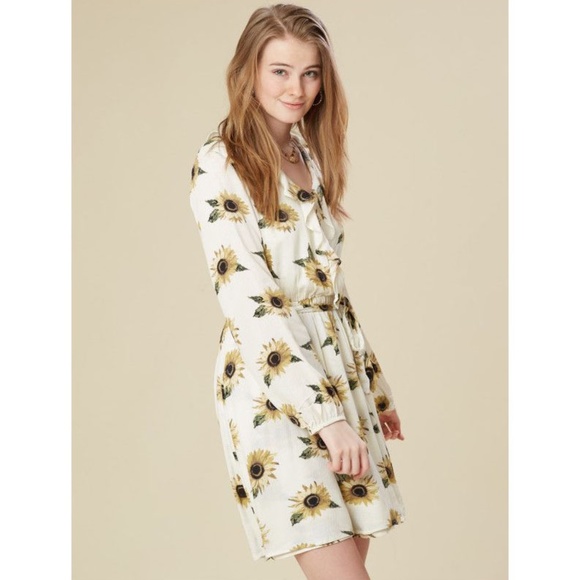 Altar'd State Sunflower Wrap Dress - Picture 1 of 7